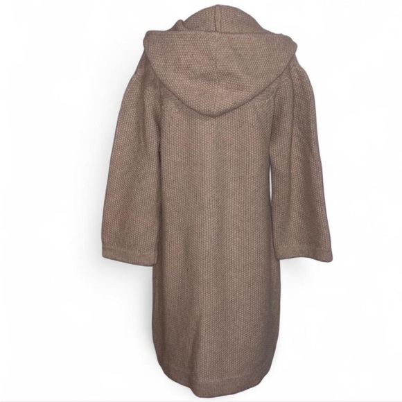 Garnet Hill Long Hoodie Duster Cardigan Wool Size Medium Cream - Picture 3 of 5